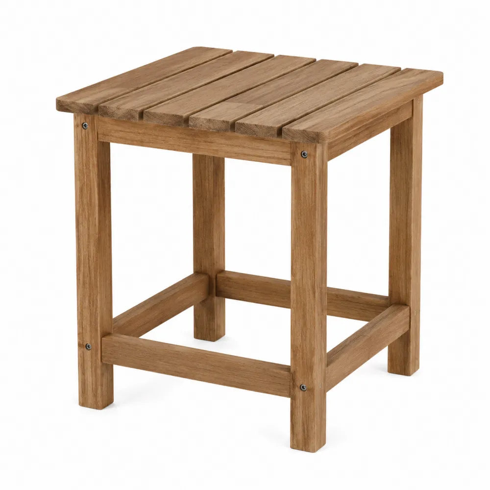 Table d’appoint d’extérieur carrée en bois d’acacia massif naturel plateau à lattes 50 x 50 x 45 cm