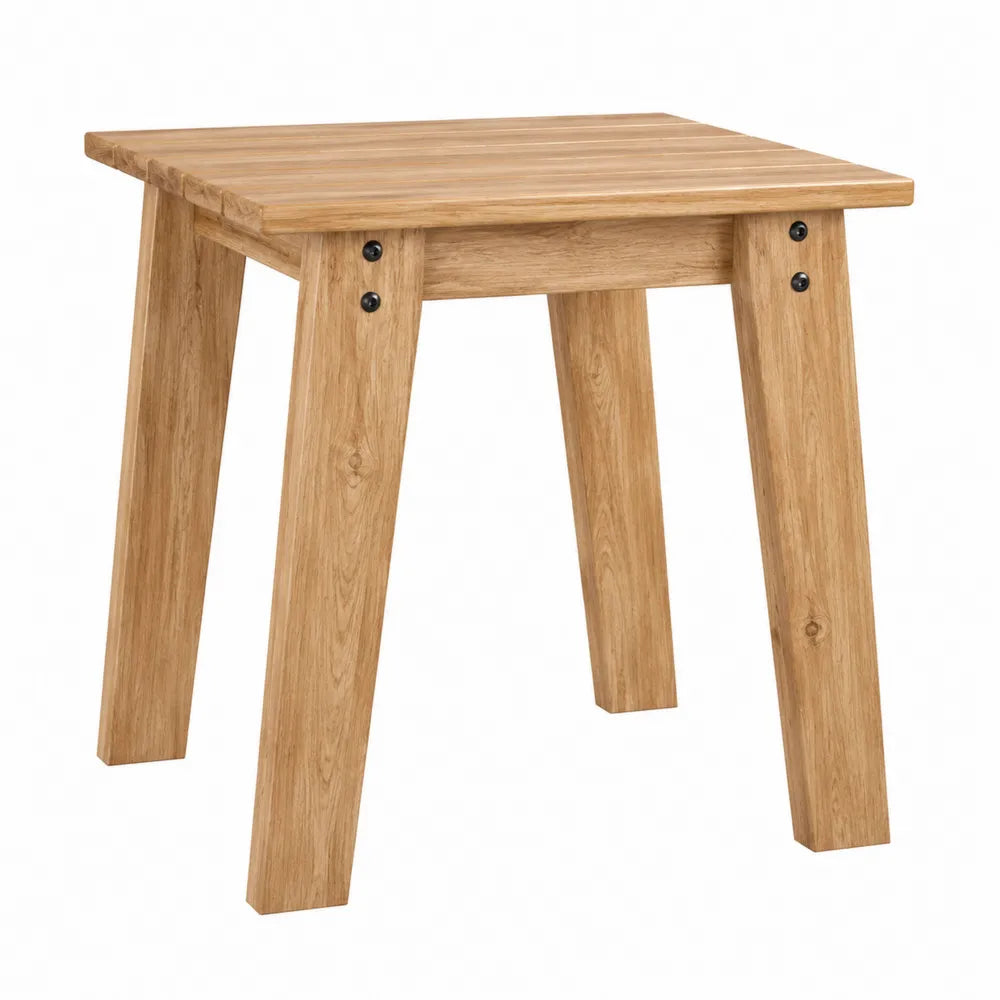 Table de jardin carrée en bois d’acacia massif naturel plateau à lattes pieds inclinés 90 x 90 x 75 cm
