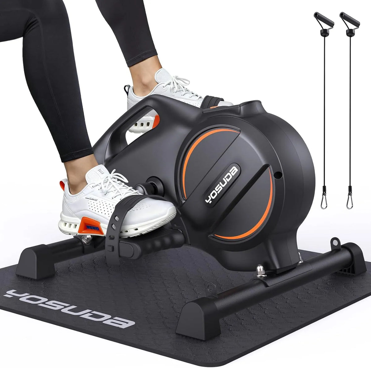 Vélo YOSUDA, d'Appartement Mini avec 16 Niveaux de Résistance Réglable, Pedalier avec 2 Bandes de Résistance et Tapis Antidérapant