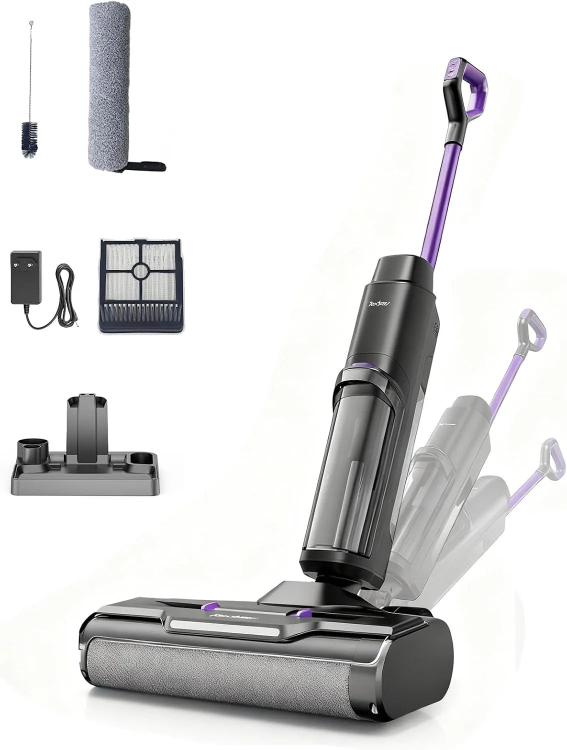 Aspirateur balai W15 35min Redkey, Laveur sans Fil, LED écran Digital, Auto-Nettoyage