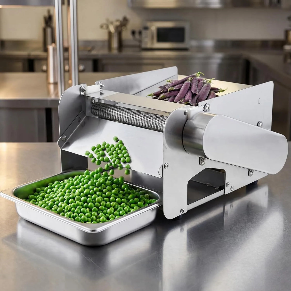 À éplucher les pois électrique semi-automatique Lounsweer Machine, usage commercial 20,4 kg, avec panier en acier inoxydable pour maison, cuisine