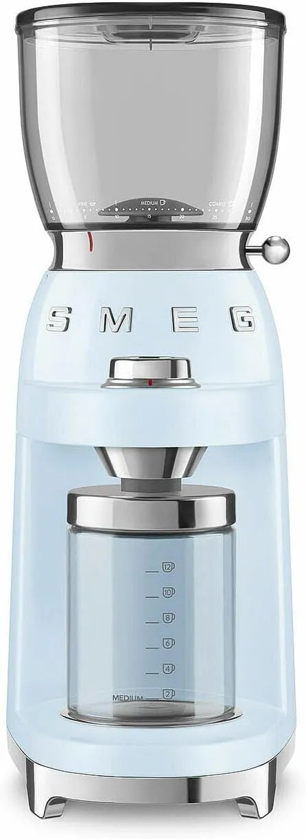Smeg modèle CGF11PBEU, puissance 150 W, 30 niveaux, Réservoir Grains de 350 g, Moulin à Café, Niveau de Mouture Réglable, avec Système Antistatique