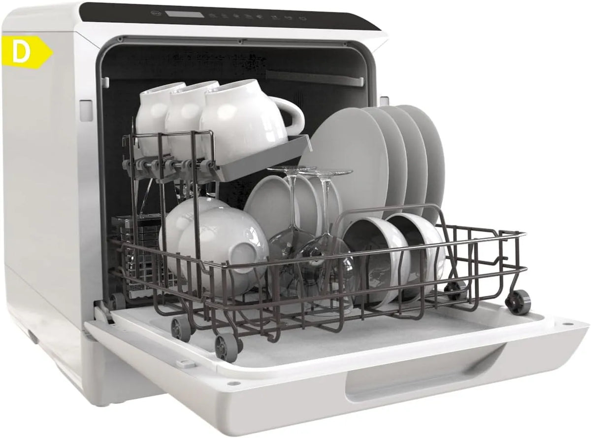 Lave-vaisselle 73h Hermitlux, 6 Programmes, Réservoir 5L ou Branchement Robinet, Sans Installation, de Table 5 Couverts sans Hublot, Mode Bébé 75°C