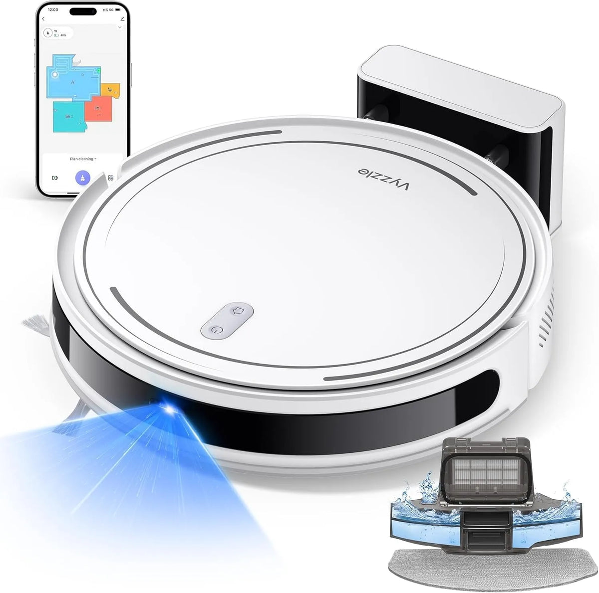 Aspirateur 5000 D10 Vyzzle Robot, avec Fonction de Balayage, Robot Ultra Fin avec Navigation LDS, Pa, Robot, App, Alexa, Tapis, sols durs