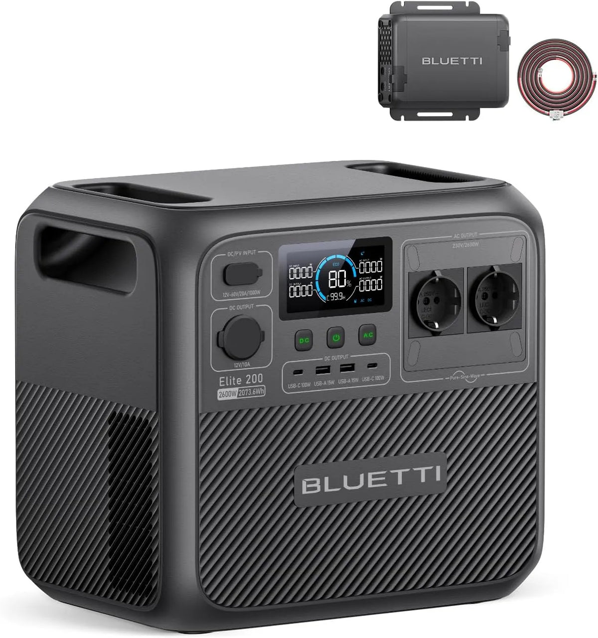 Station électrique portable, BLUETI Elite 200 V2 Portable avec Charger 1, 2073,6Wh Batterie LFP de Secours, Chargeur d'Alternateur 560W