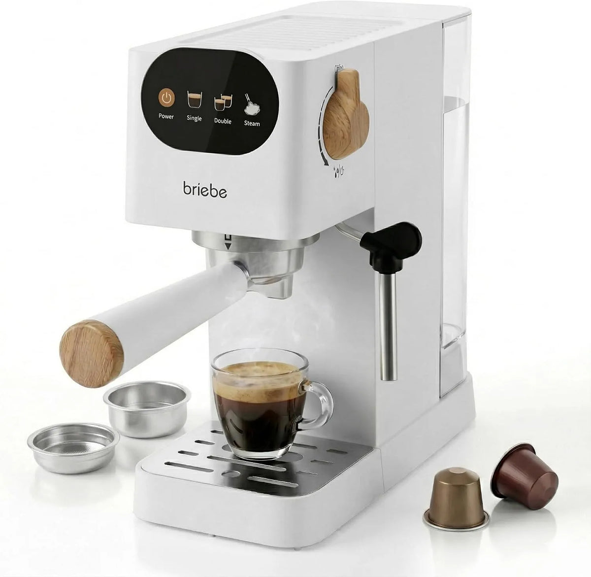 Nespresso machine à café, Semi-Automatique Professionnel 1350W, Mousseur à Lait, Design Scandinave, capacité 1,2L, Écran Tactile, finition blanche