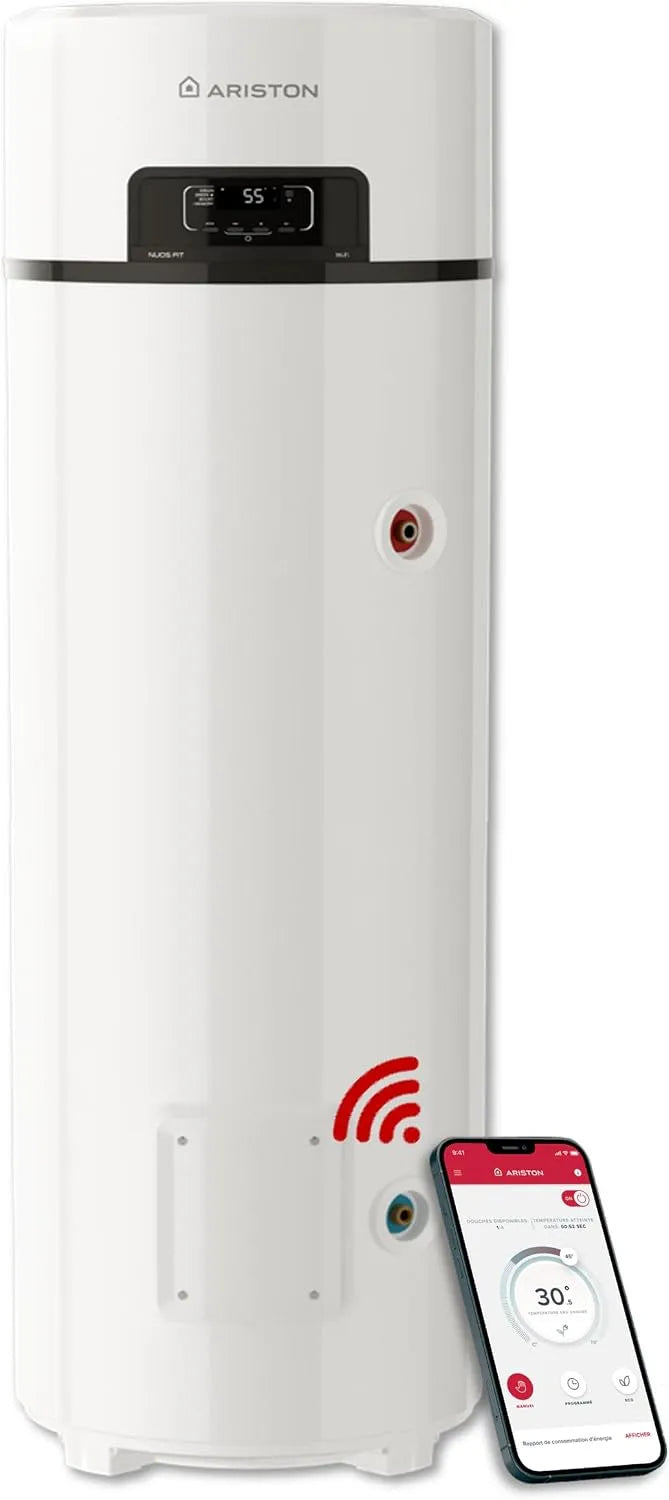 Ariston chauffe-eau électrique, NUOS FIT WIFI 250L, NF Perf 2**, Économies 80%, Propane R290, Compatible Photovoltaïque, Revêtement Cuve Titane