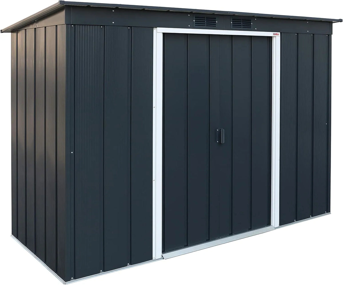Abri de jardin, en métal à toit pentu, Abri de stockage d'outils, anthracite, Duramax ECO 8 x 4, 2.85 m², en métal galvanisé à chaud