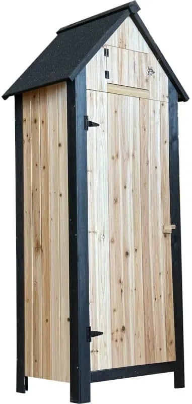 Armoire de jardin, Extérieure en Bois Thermo-traité FSC 0,42m², Rangement Outils avec Étagères, Toit Double Pente Feutre Bitumé