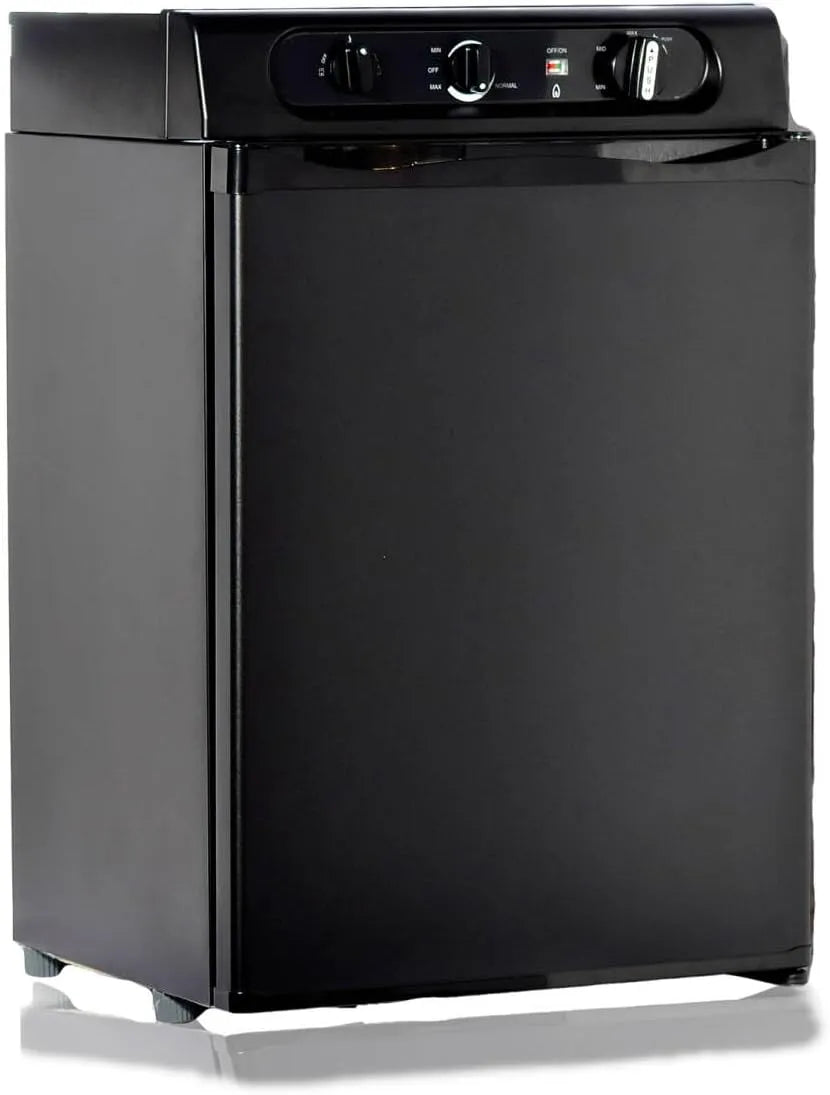 Gaz Frigo Trimixte, Silencieux pour Camping-car Caravane Maison Mobile-home, tension 12V 220V Gaz, finition noire, capacité 60L
