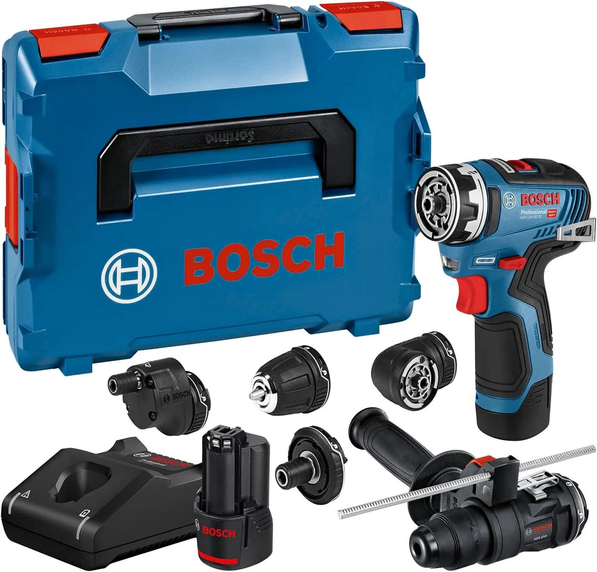 Bosch perceuse 12V-35 12V-40, avec 4 adaptateurs, dans L-BOXX, Professional 12V System -visseuse sans-fil GSR FC, 2 batteries GBA 12V 3,0 Ah