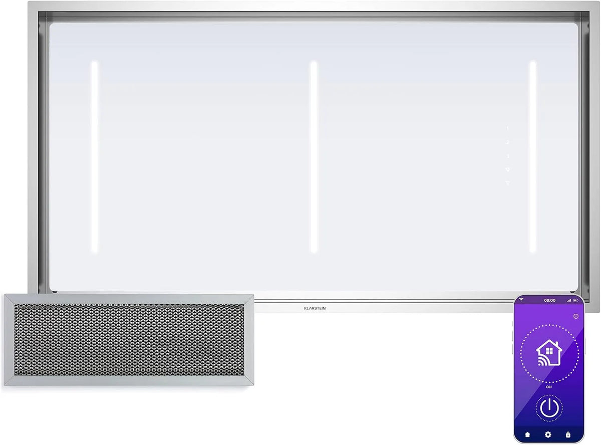 Klarstein hotte aspirante 6000K, Moteur 110W, Hotte Cuisine Puissante & Économe, Débit 750 m³/h, LuxeAir, Énergie A, Commande Tactile & Wi-Fi
