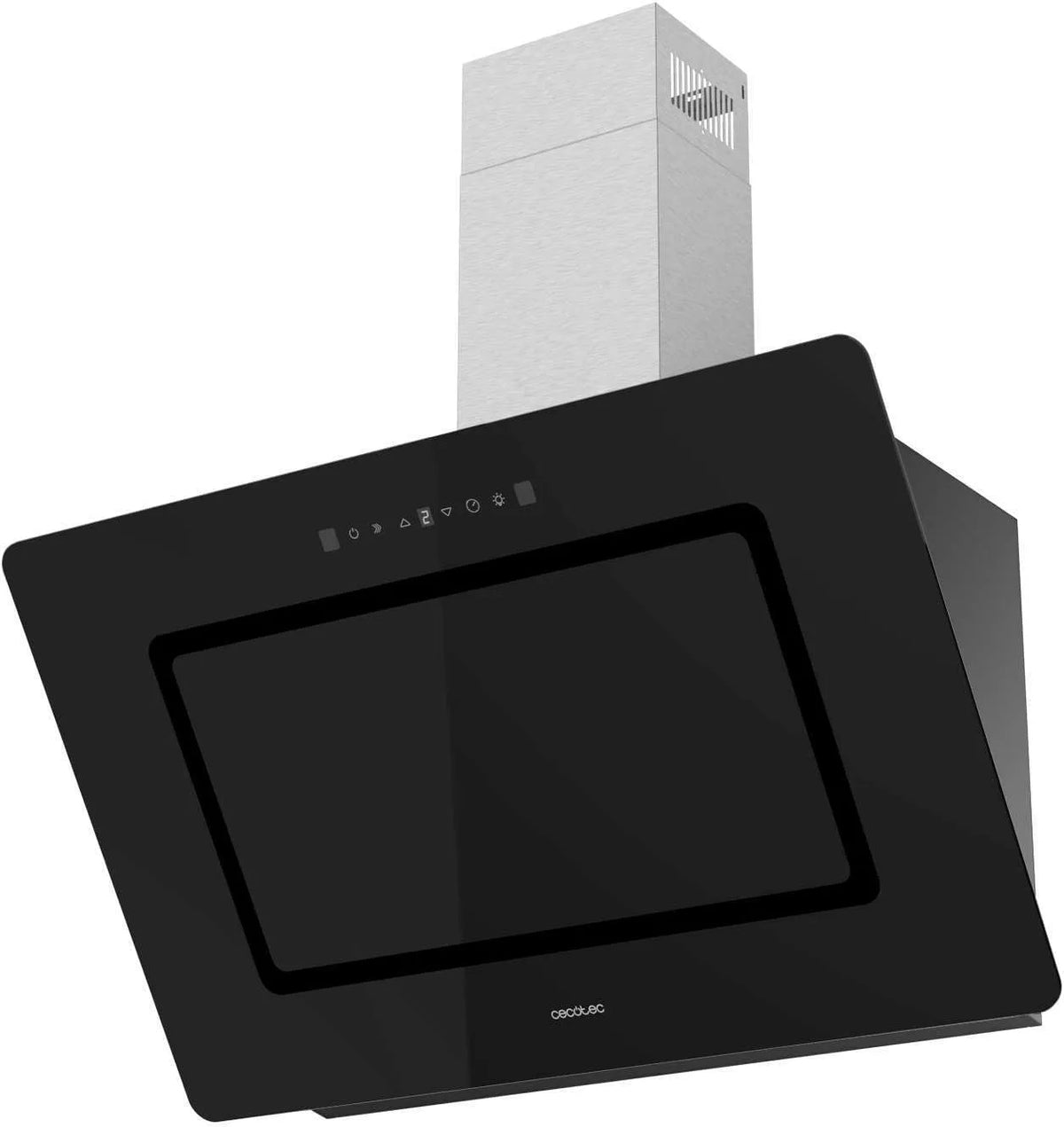 Cecotec hotte aspirante 908002, moteur 210 W, 3 puissances, commande tactile, arrêt différé., Bolero Flux DT Glass Black A++ 90 cm, 800 m³/h