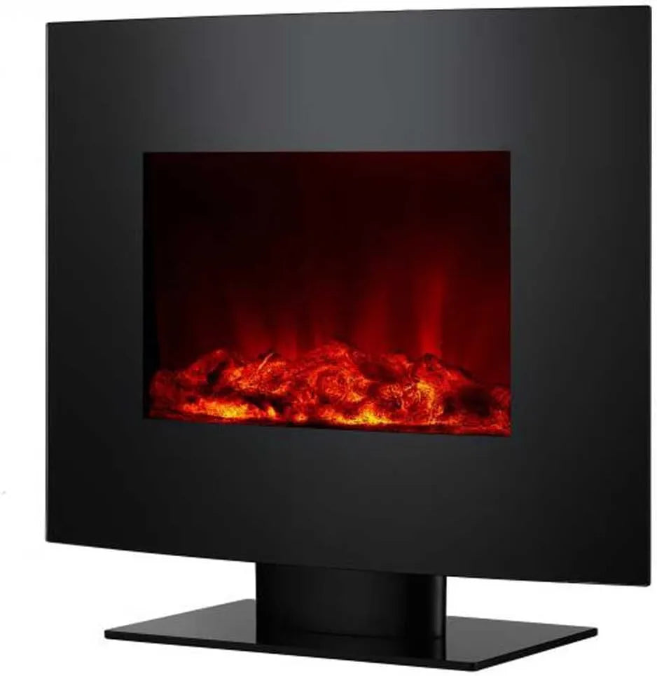 Cheminée électrique CHE-340 PURLINE, avec pied et façade courbée couleur noire avec puissance max 2000 W