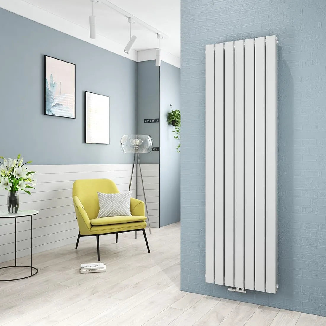 Radiateur 1800 Heilmetz, puissance 1949W eau, Connexion Centrale, Design finition blanche, à Eau Chaude x 538 mm, Panneau Plat Double Couche