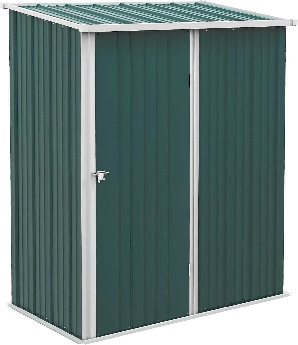 Abri de jardin Outsunny, avec toit incliné, 1,34 m² en acier galvanisé, dimensions 161,5 x 94,5 x 196 cm, hangar à outils, vert