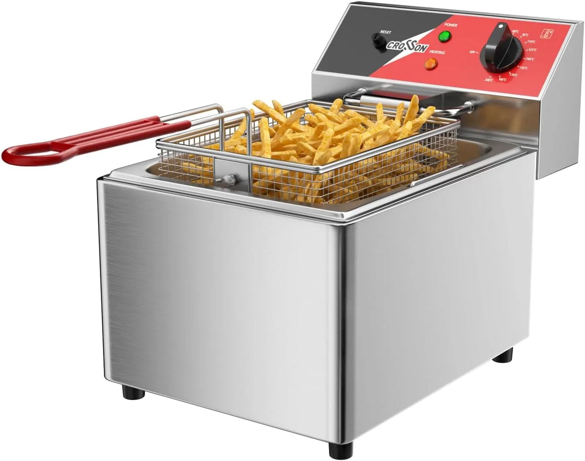 Modèle CROSSON avec réservoir d'huile amovible et poignée moyen-230V Friteuse électrique, puissance 3250W, friteuses de comptoir commerciales à usage