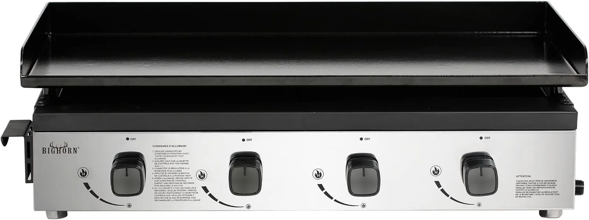 Gaz 4 brûleurs Plancha à, puissance 10kW, finition noire