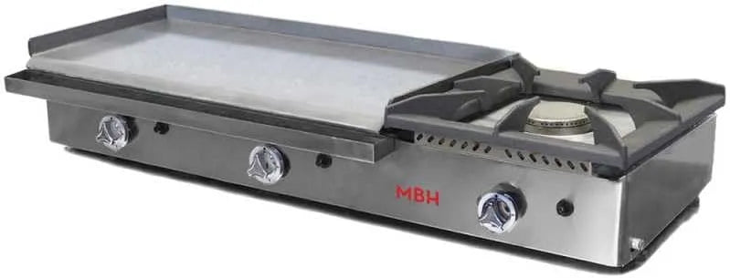 MBH, avec réchaud pour CHR. Fry top en acier laminé pour cuisine professionnelle de bar et restaurant., Plancha gaz professionnelle 800x400 mm