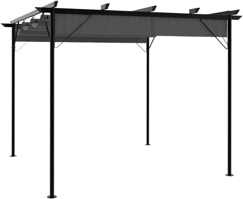 Avec Toit rétractable Anthracite dimensions 3x3 m Acier 312226 Générique Pergola, m², Structures extérieures, Arches, treillages & pergolas de Jardin