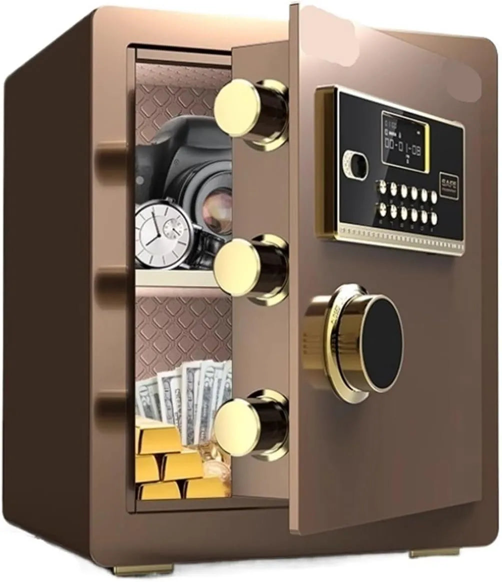 Coffre-fort, étagères réglables for le stockage de l'finition argentée armoire forte, C fort C -fort avec clavier numérique et système d'alarme, Brown
