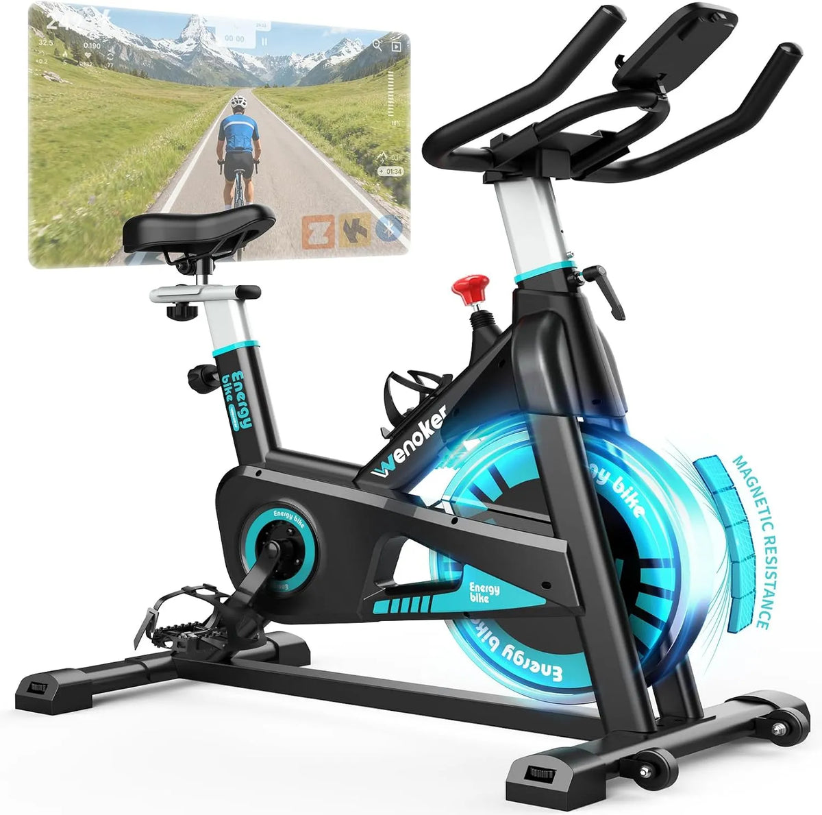 Vélo, jusqu'à 160 kg, 2025 Mise à jour, d'appartement, Wenoker avec résistance magnétique, d'intérieur spinning hometrainer