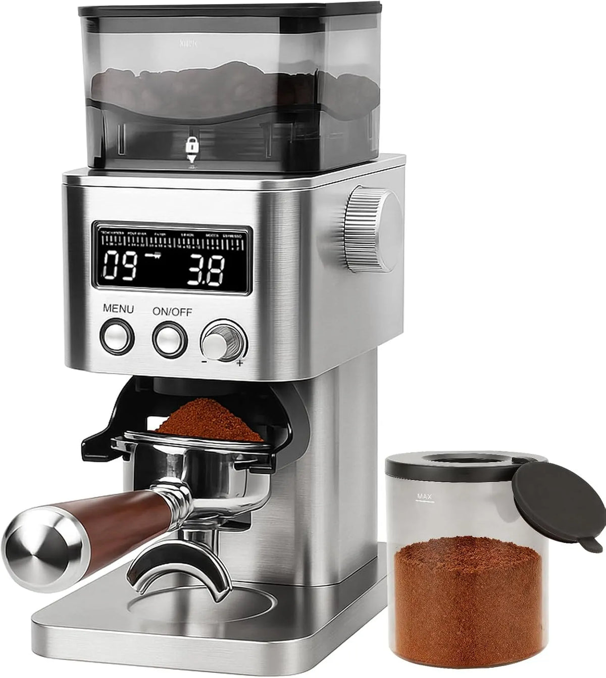 À Café Électrique en Acier Inoxydable avec Écran LCD Homtone Moulin, 31 Niveaux de Mouture Précise, Café Filtre, French Press