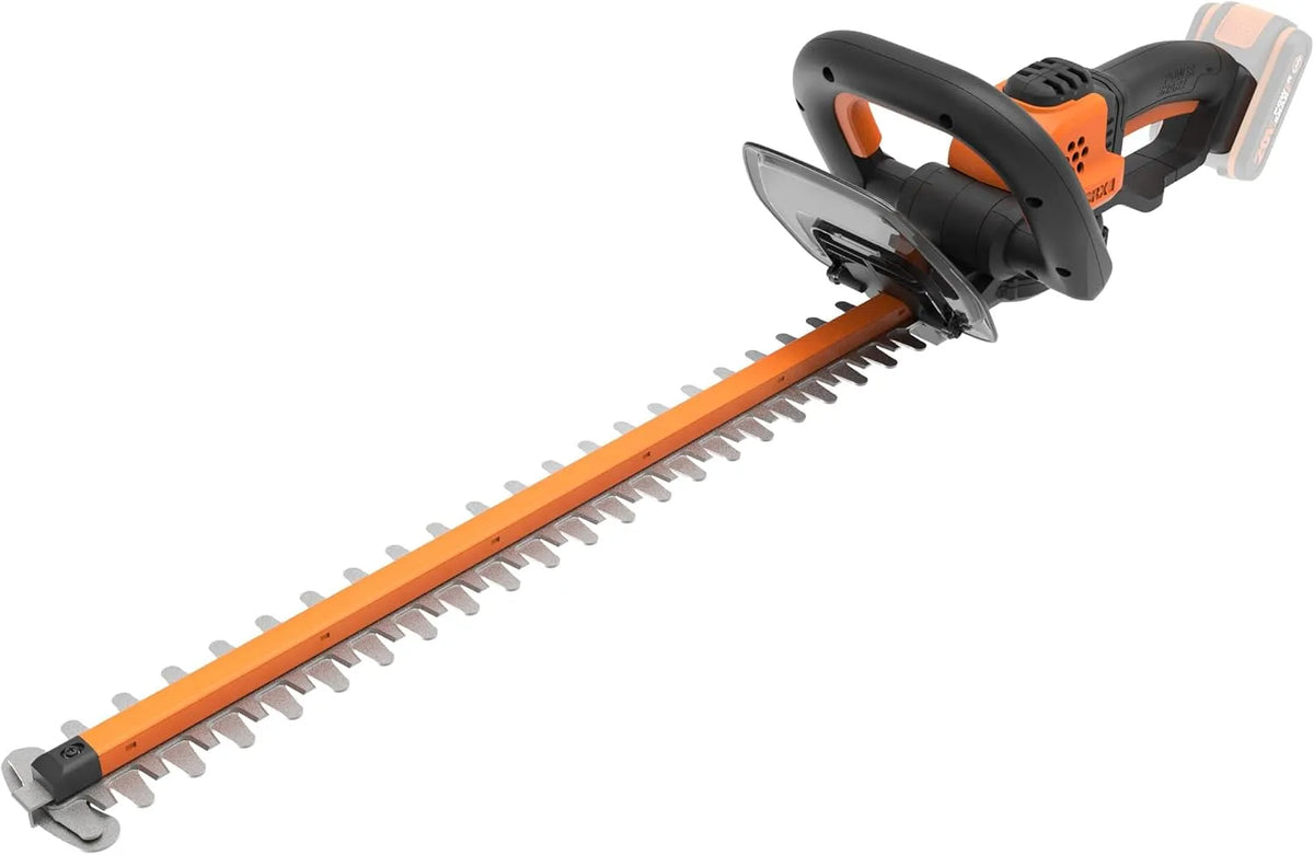Worx four WG264E.9, Taille-Haies sans Fil 20V, Lame Double Action 56 cm, écartement 20 mm, poignée Avant Multipositions, foureau de Protection