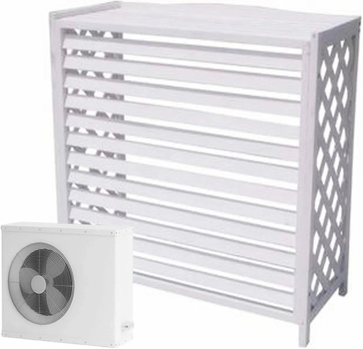 Climatiseur Cache, Écran d'intimité extérieur élégant pour et Pompe à Chaleur, à persiennes en Bois, Taille: 1, résistant aux intempéries, décoratif