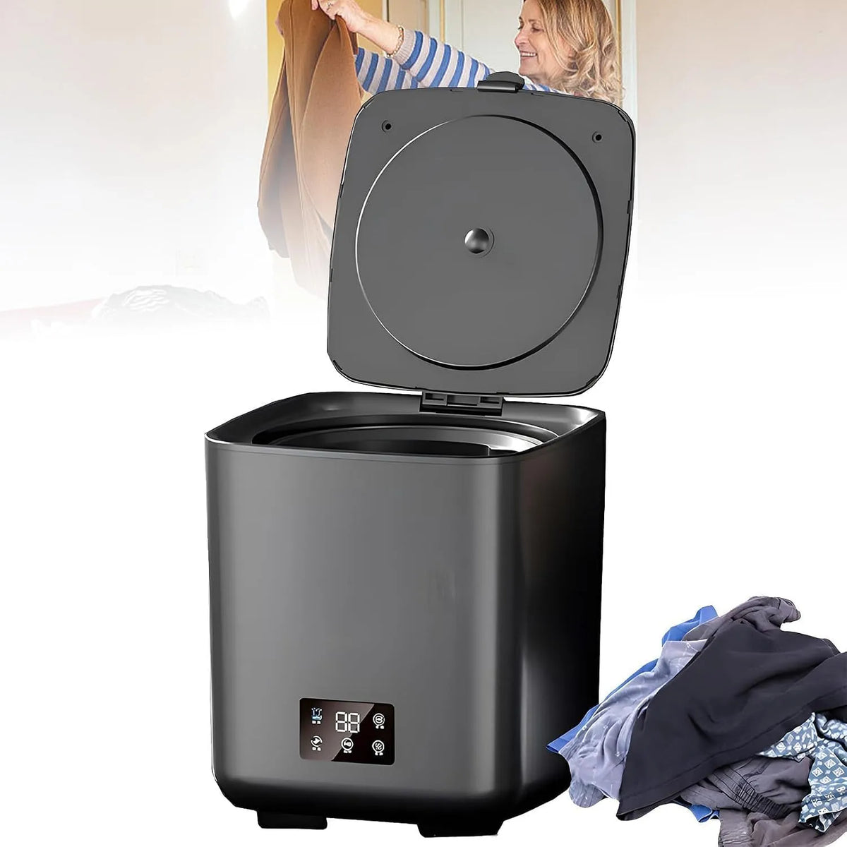 Lave-linge, portable entièrement automatique, l'appartement et le, paramètres de vitesse réglables et contrôle tactile LCD pour la maison