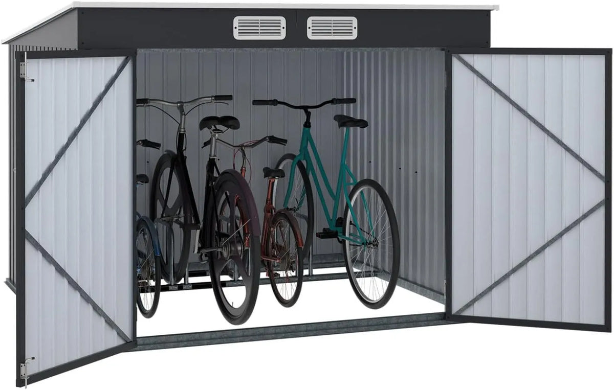 Vélo, avec kit d'ancrage pour 4 vélos, IDMarket, Abri à vélos en métal finition grise Anthracite verrouillable
