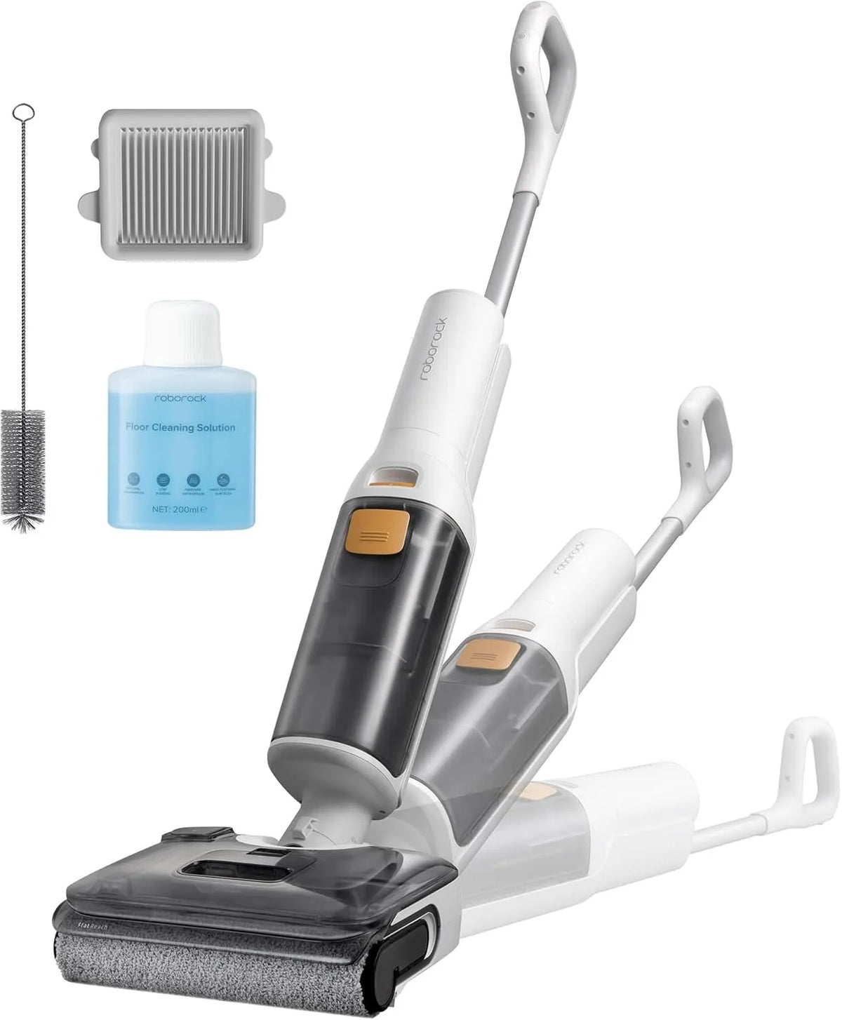 Roborock aspirateur F25, inclinable à 180° Nettoyage Deux Bords, Complete Nettoyeur de Sol 20 kPa sans Fil Autonettoyage à Haute température de 90 °C