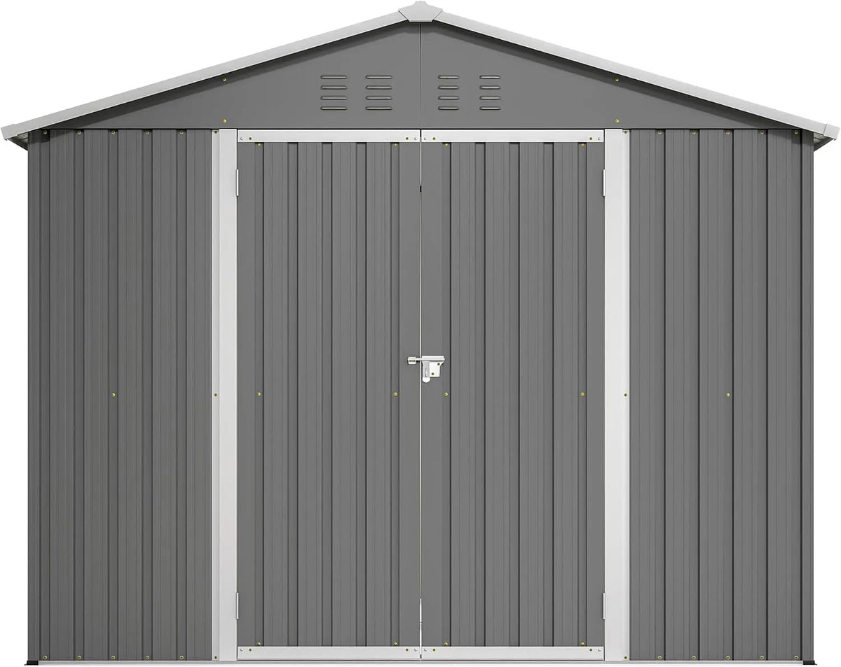 Abri de jardin, pour vélos, ventilation, anthracite, en acier 229 x 180 x 191 cm, abri à outils avec porte rabattable