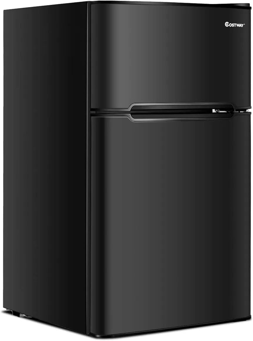 Goplus réfrigérateur, avec Température de -15 °C et pour Maisons, Hôtels, finition noire, capacité 90 L Combiné 63L, Dortoirs