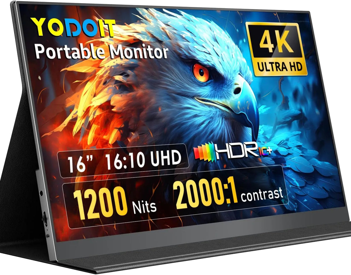 Modèle PC 1200 3840 Yodoit Écran, Portable 16' 4K Nits, x 2400 UHD Moniteur Portable IPS Contraste 2000:1 Display HDMI USB Type C HDR Ecran, PS3/4/5