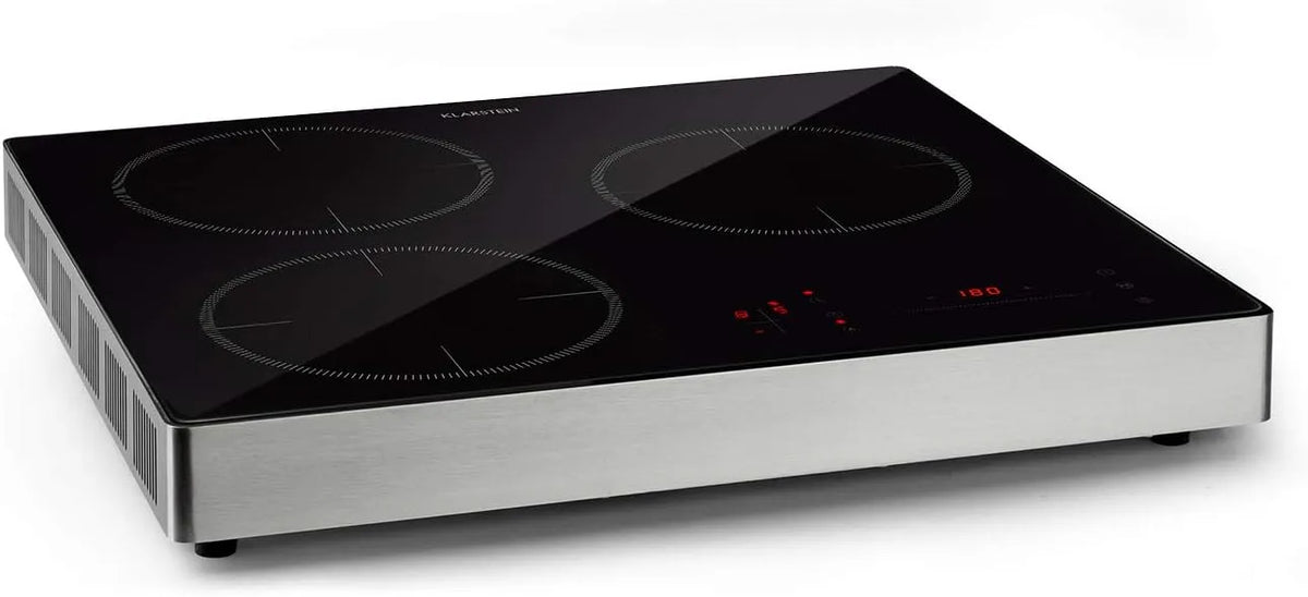 Table de cuisson à induction Klarstein, 3 zones de cuisson, 60 à 240 ° C, pose libre, protection anti surchauffe, finition noire, puissance 3400W