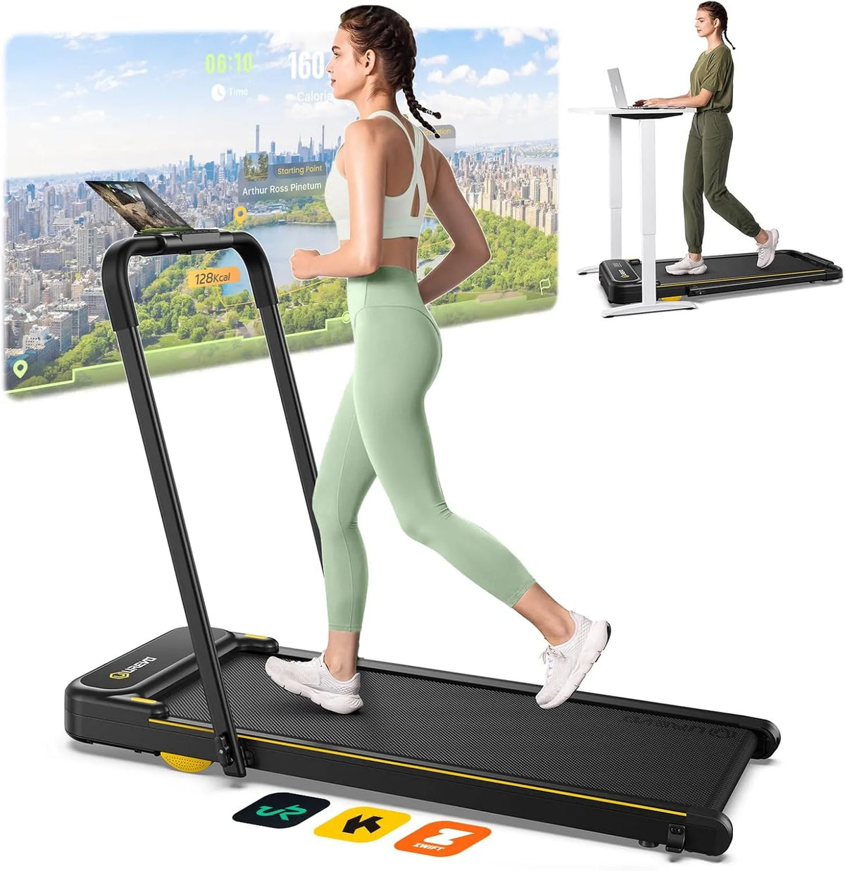 UREVO Tapis, de Course Pliable avec APP,3 en 1 Tapis de Marche électrique 1-10 km/h