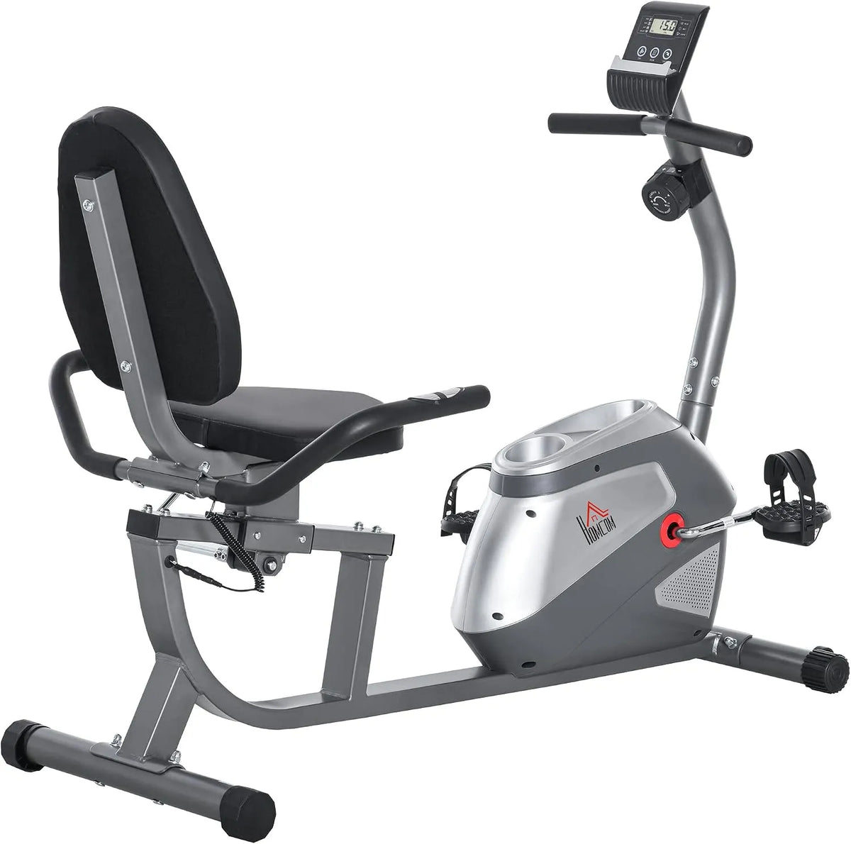 Homcom vélo, avec écran LCD et volant d'inertie de 3 kg Résistance magnétique de 8 niveaux Siège réglable 121,5, 136 x 62,5 x 98 cm finition grise