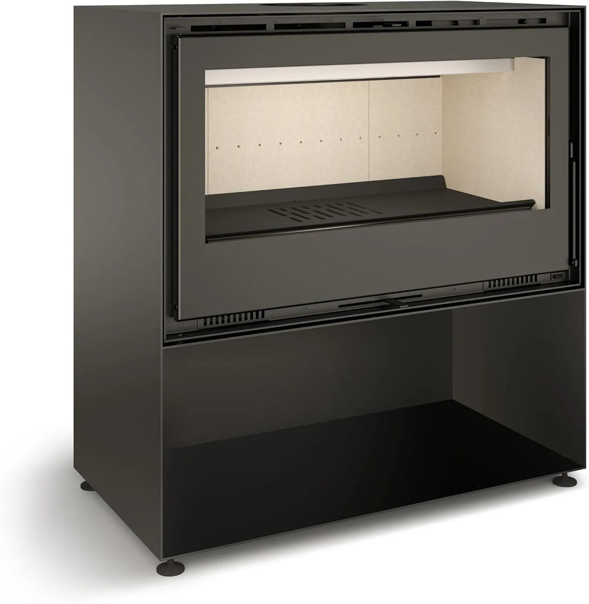 Poêle à bois JÚCAR 90 TJ, avec 2 Ventilateurs Tangentiels Verre Céramique Propre et Chauffage Efficace Haute Performance, avec Bûcher de 8,4 kW