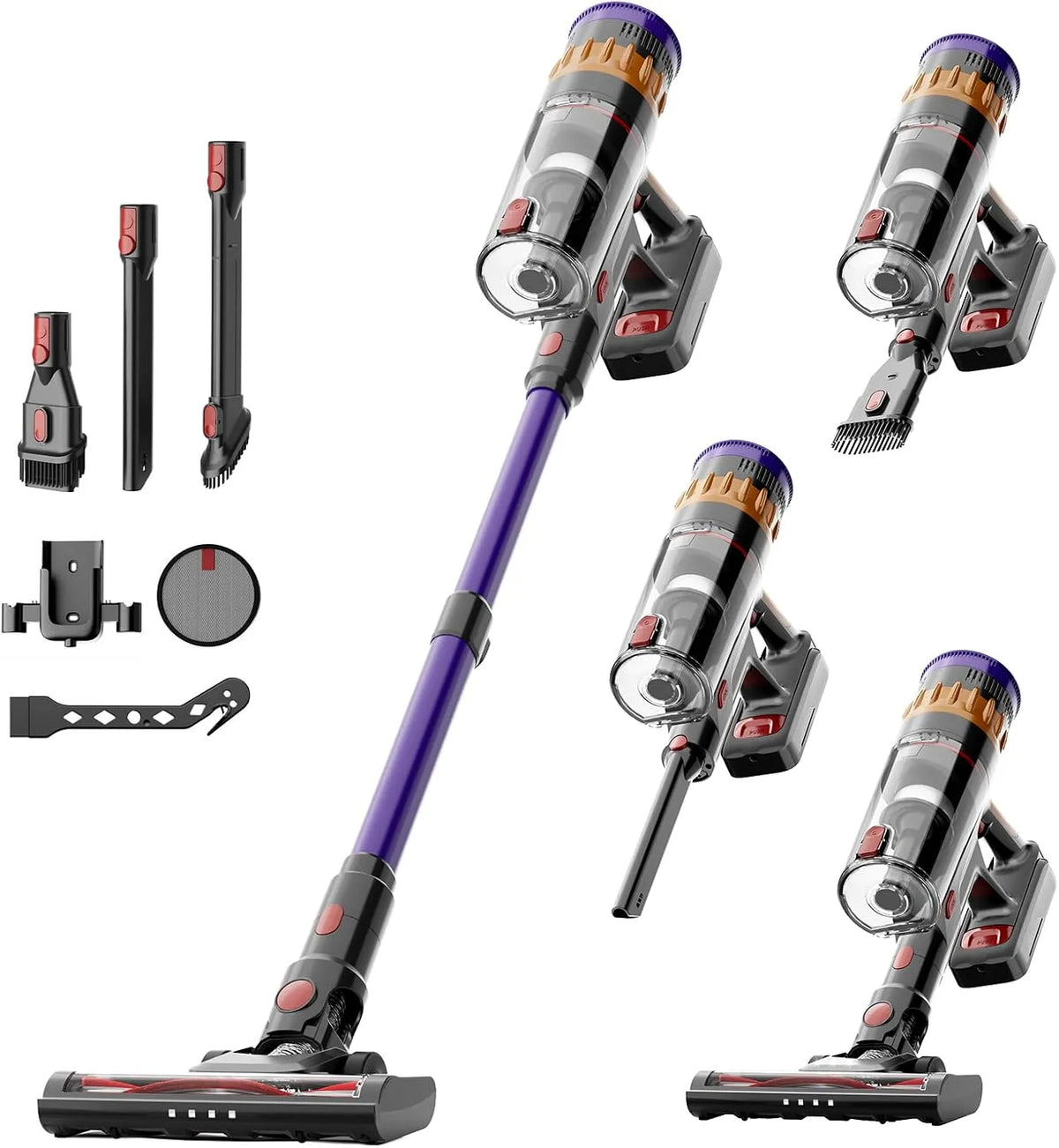 Aspirateur balai 42Mins/40KPA Lefant, Brosse Anti-Enchevêtrement, pour Poils d'animaux, Tapis, Sols Durs