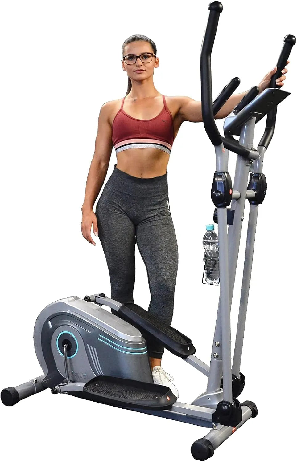 Vélo elliptique, charge max. 150 kg, ergomètre avec système de freinage magnétique, fréquence cardiaque, écran LCD