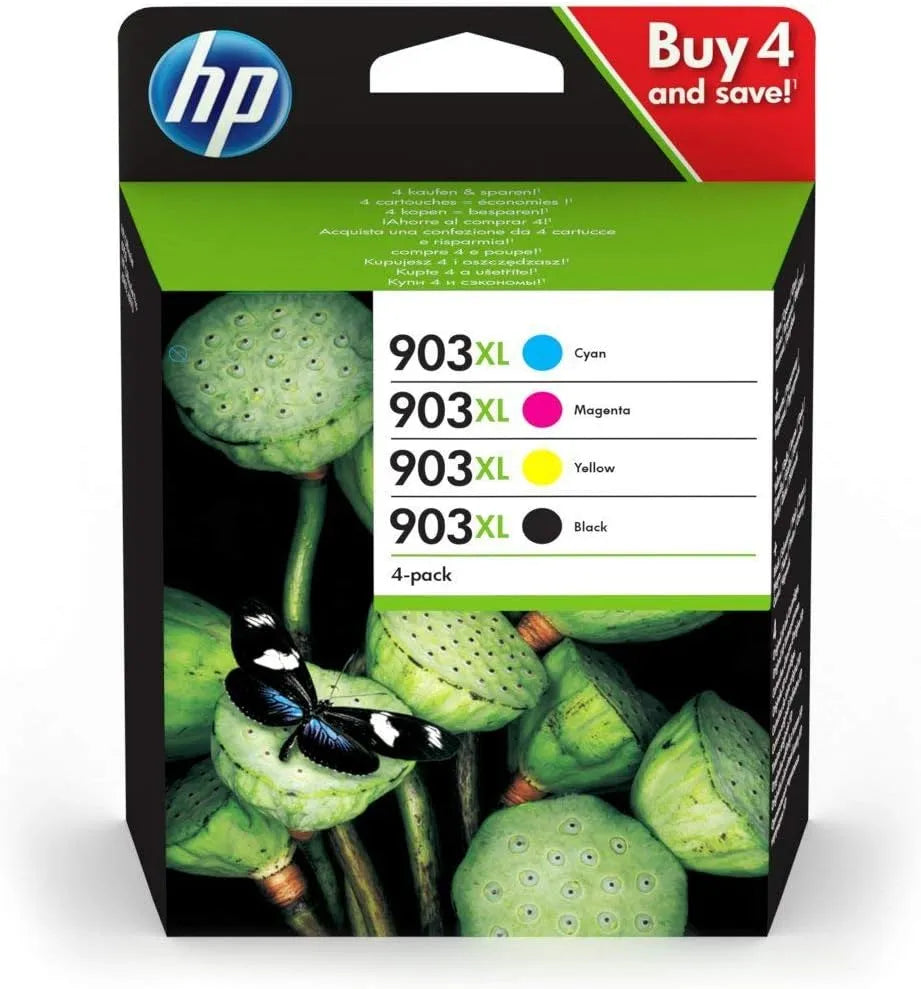 HP modèle 903XL 3HZ51AE 6950, pour OfficeJet, OfficeJet Pro 6960, Pack de 4 Cartouches d'Encre Noire, 6970, Cyan, Magenta