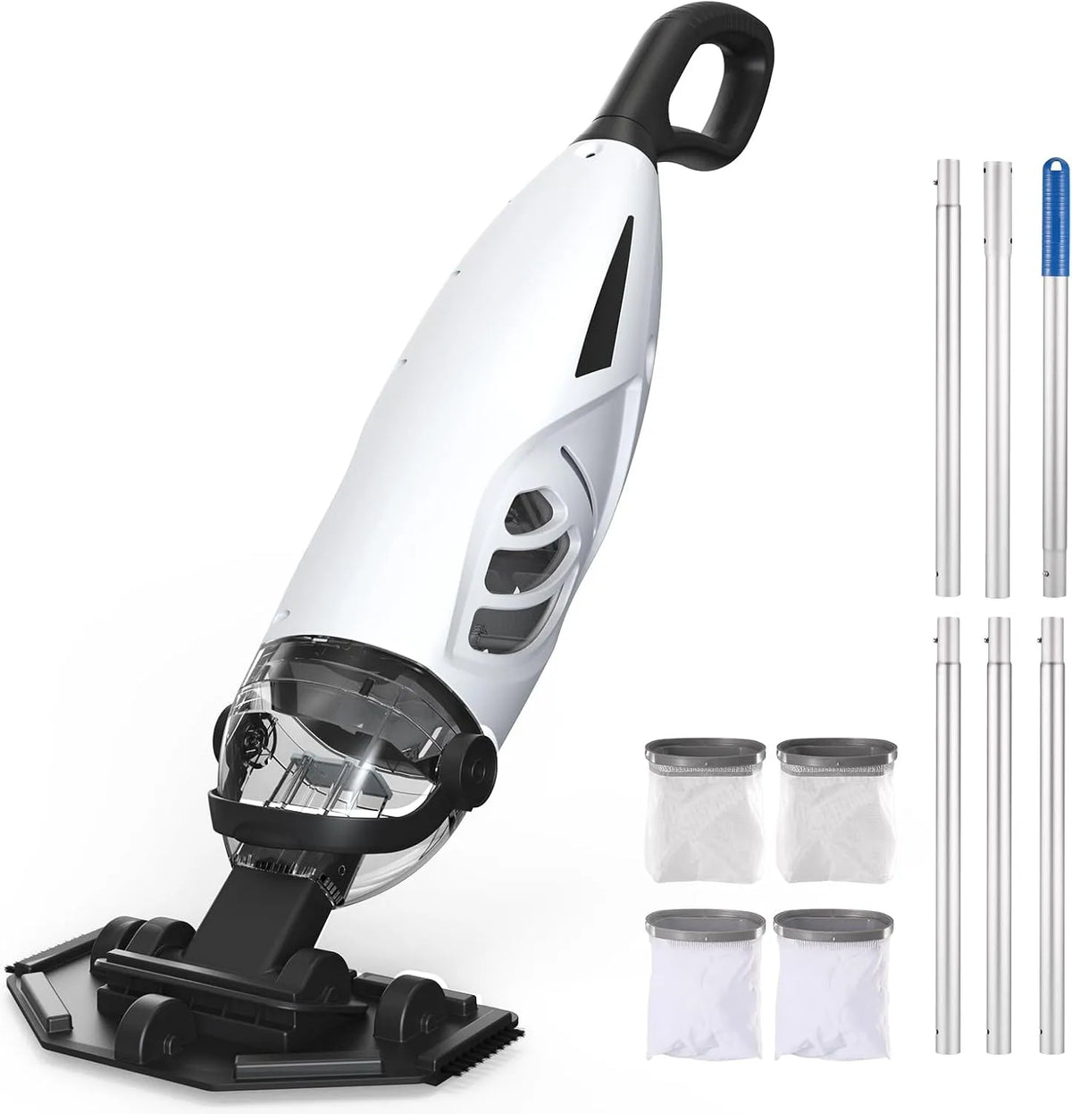 Aspirateur PC68 Enhulk, tige télescopique de 335 cm, de piscine sans fil, nettoyeur de piscine avec filtre, autonomie jusqu'à 60 minutes