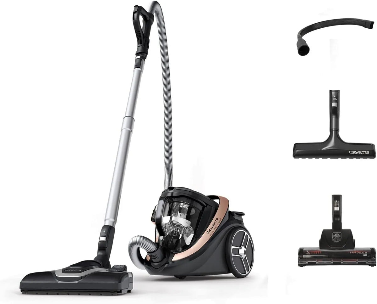 Rowenta aspirateur RO7954EA, puissance 500 W, capacité 2.5 liters, 59 décibeles, sans Sac Silence Force Cyclonic Effitech, Or Rose, finition noire