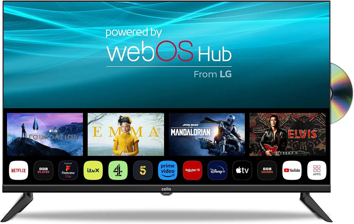 LG téléviseur C3224WSF, Cello Smart, sans Cadre 32 Pouces Lecteur DVD intégré Triple Tuner Bluetooth Système d'ultra Rapide