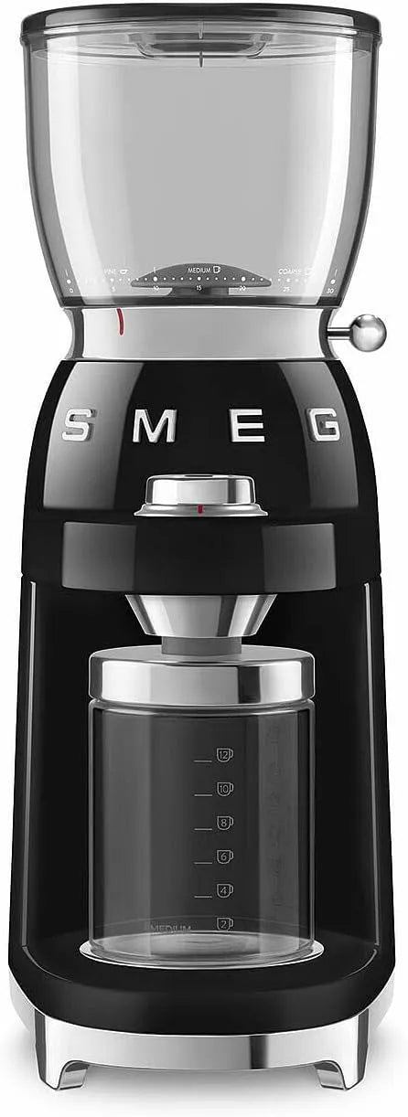 Smeg modèle CGF11BLEU, puissance 150 W, 30 niveaux, Réservoir Grains de 350 g, Moulin à Café, Niveau de Mouture Réglable, avec Système Antistatique