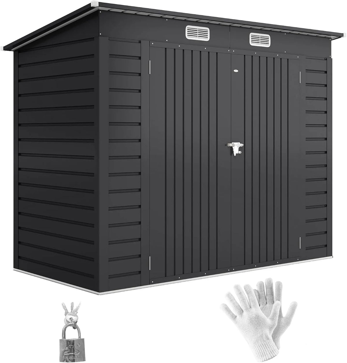 Abri de jardin Outsunny, cabanon Rangement Outils Gants Portes verrouillables 2 aérations, en métal 3 m² Facile à Monter, finition grise