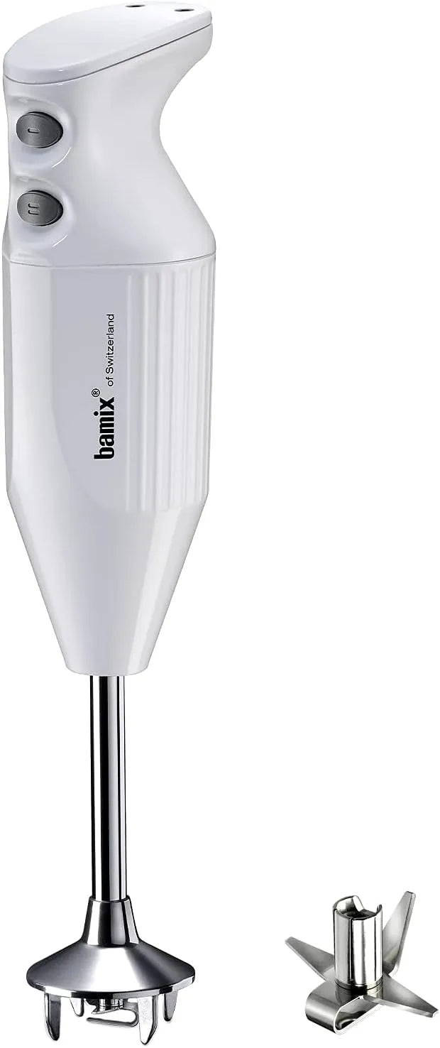 Mixeur M160 bamix Set avec, 2 niveaux de vitesse, plongeant ONE avec couteau étoile en inox, finition blanche, puissance 160 W, 2 niveaux de vitesse