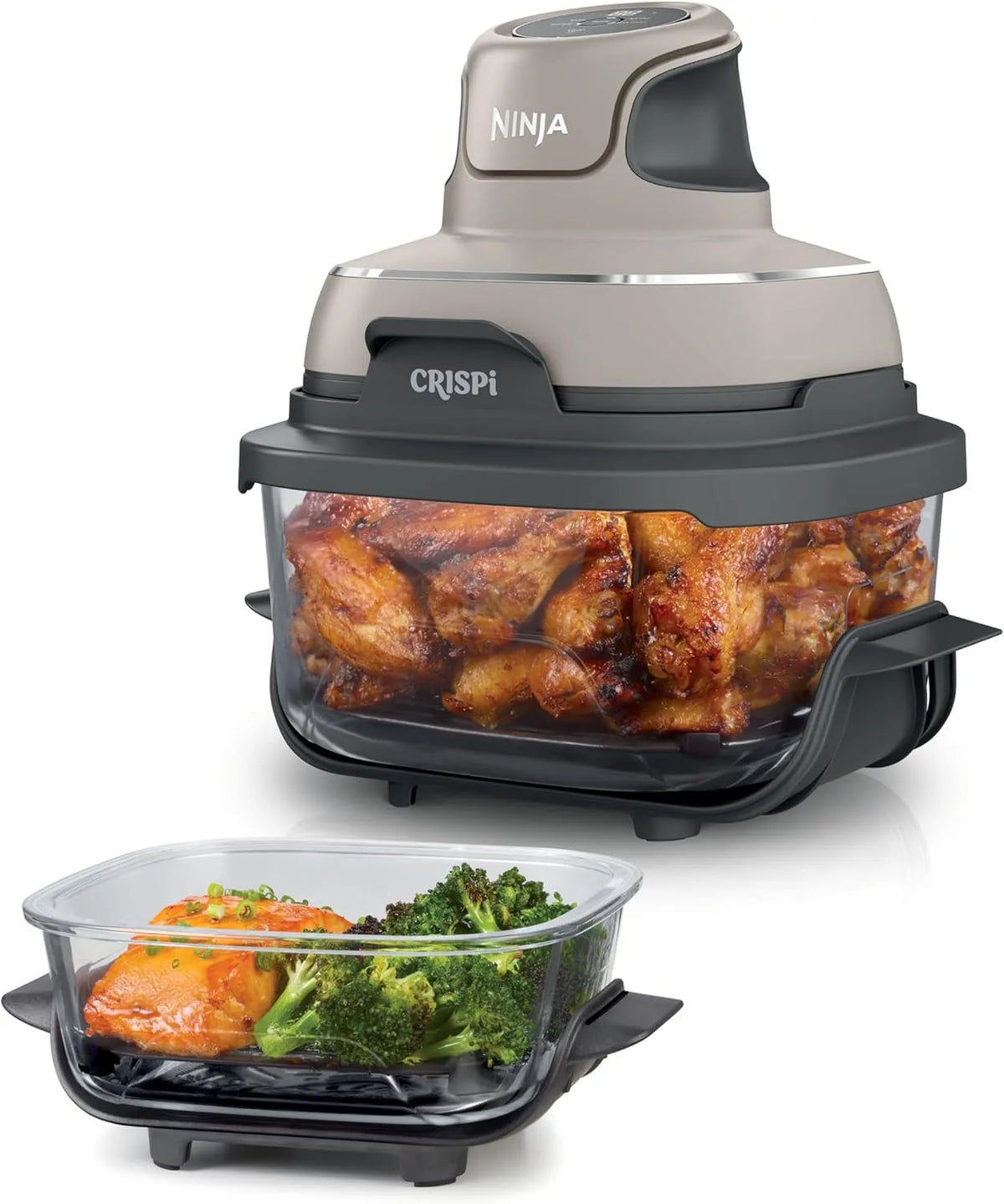 Ninja modèle FN101EUST, 1 700 W, capacité 3,8L, 4-en-1: Frire sans huile, 2 récipients avec couvercles, CRISPi Friteuse sans huile portable, Rôtir
