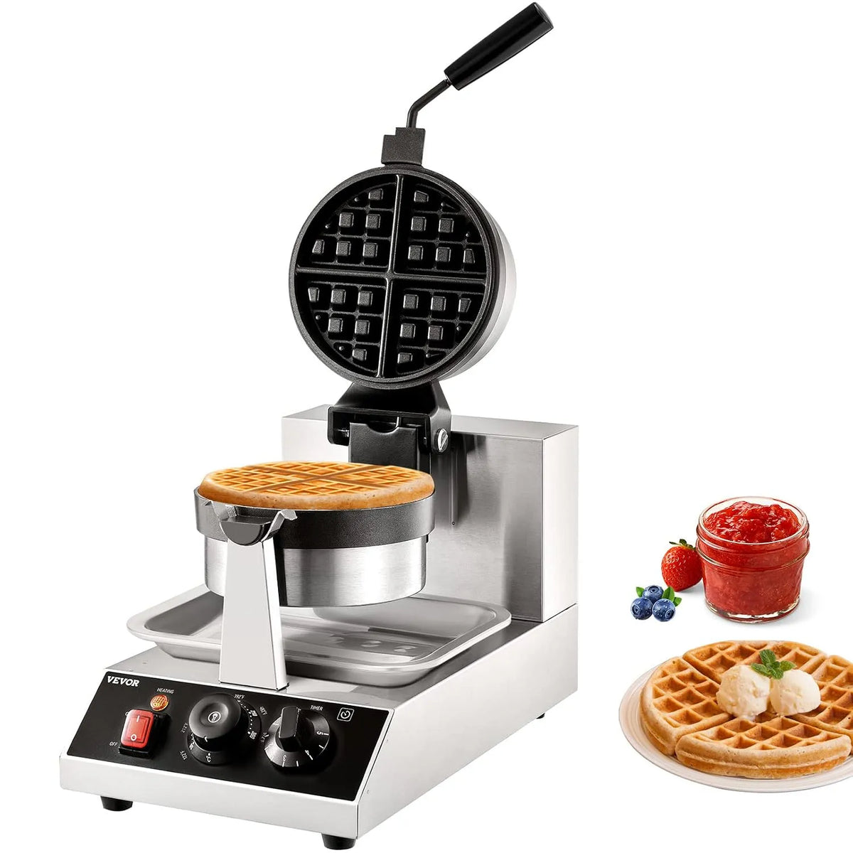 Vevor, Gaufrier Électrique 1300 W Moule 190,5x190,5x20 mm Machine à Gaufres